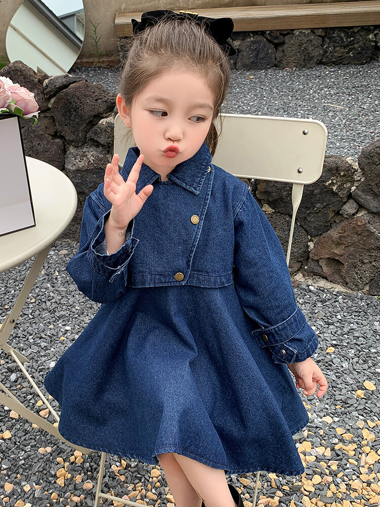 Girls' Dress Autumn 2025 New Early Autumn Denim Jacket Stylish Autumn Outfit Children's Set Dress
