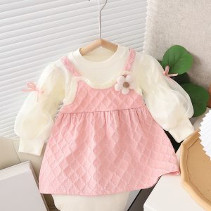 Special offer children's clothing girls long sleeve dress autumn new children's baby princess skirt little girl fake two-piece skirt