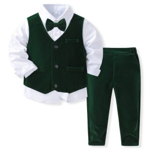 Spring Boy's Gentleman's Suit Children's Solid Color Vest Three-Piece Baby's Suit Banquet Gown