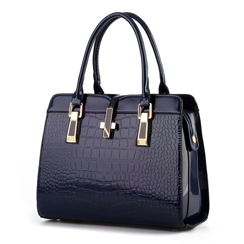Cross-border Women's Bag Stone Pattern Bright Leather Hand Bag Simple Fashion Shaped Lock Women's Shoulder Crossbody Bag Bag - Image 2