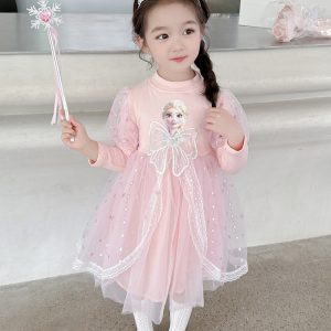 2025 New Autum Girls' Dress Frozen Elsa Princess Dress Elsa Style Mesh Tutu Skirt
