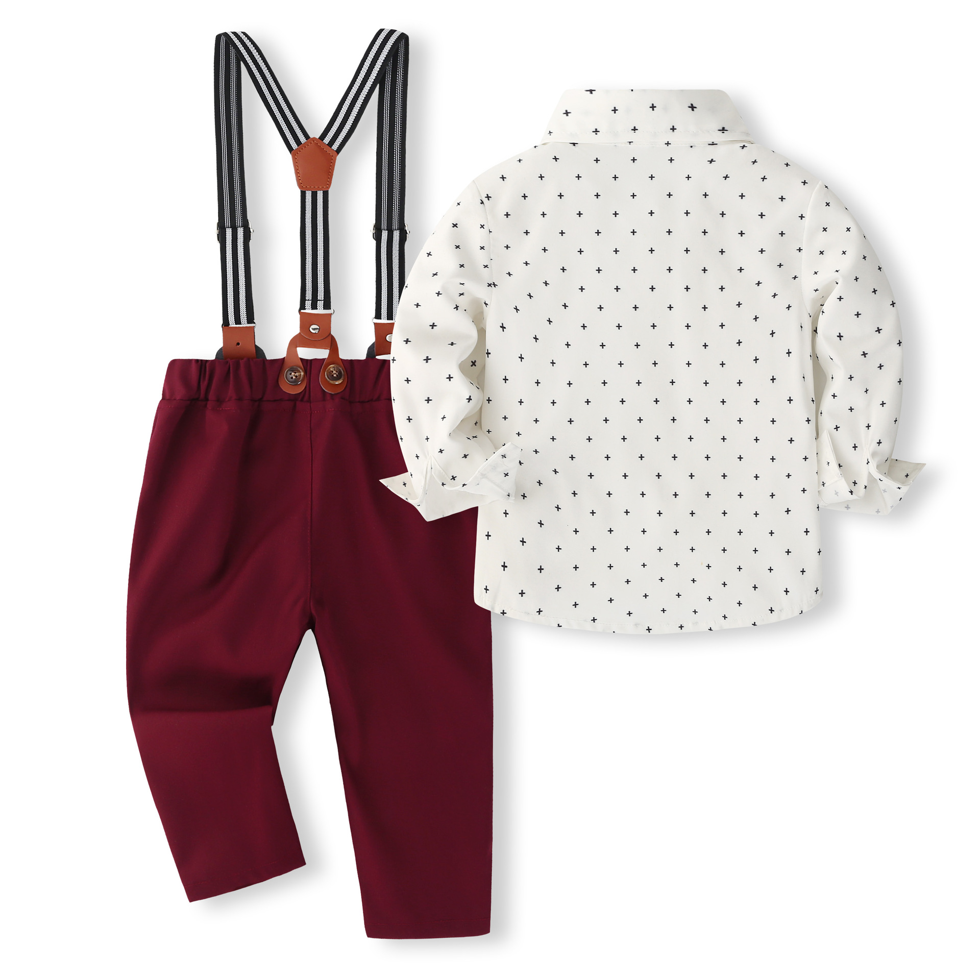 Boys Spring and Autumn Gentleman suit Shirt Strap Pants British Style Children's Wear Factory Outlet - Image 4