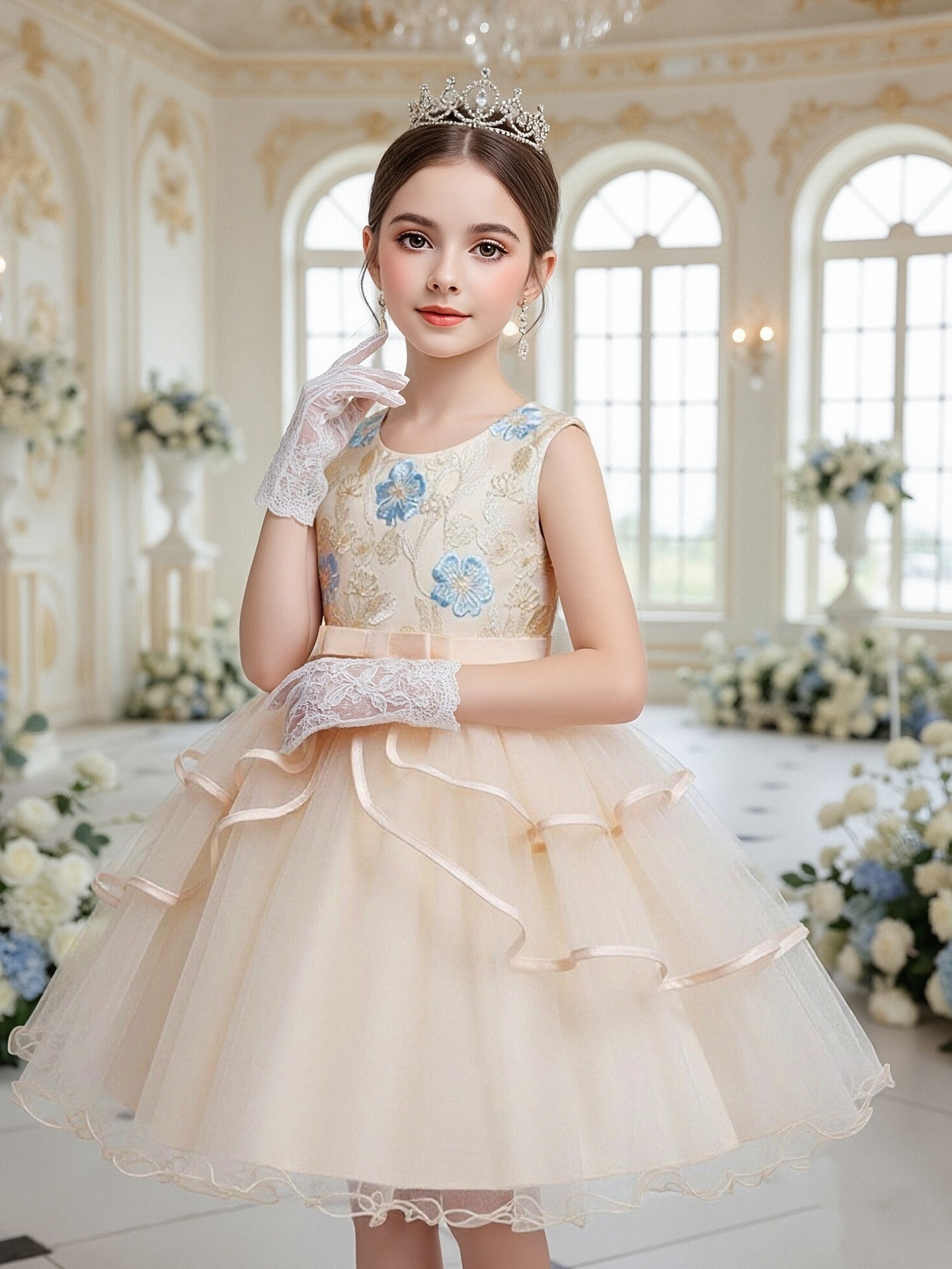 Cross-Border Hot-Selling Children's Dress Skirt Girls Mesh Tutu Skirt Red Children's Festival Performance Clothing Small Host Dress - Image 4