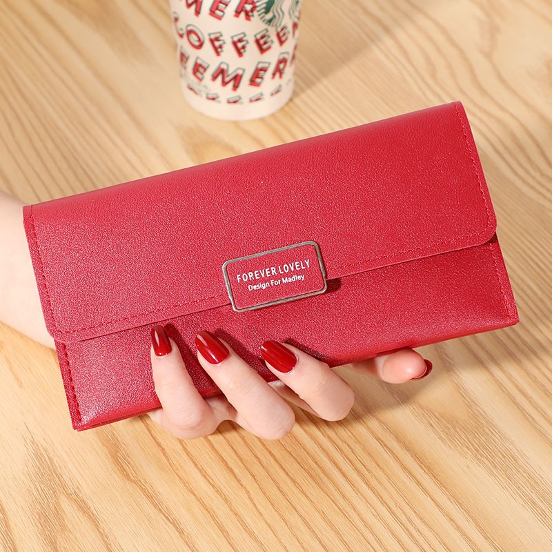 Korean Style Women's Wallet Clutch Solid Color Long Wallet with Buckle Multi-Card Slot Coin Purse - Image 4