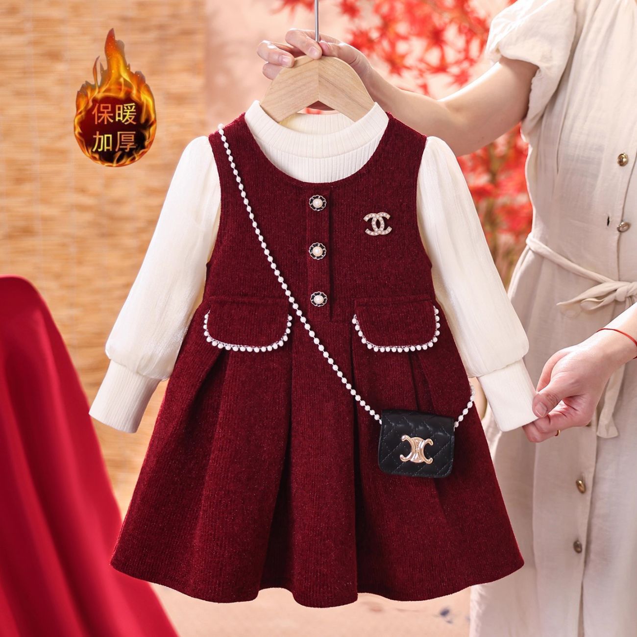Girls Dress Autumn and Winter 2025 New Style Children's New Year's Eve Clothes Baby One-Year-Old Dress Red Princess Skirt - Image 4