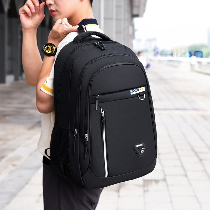 Cross-Border Men's Backpack Large Capacity Solid Color Business Travel Bag Fashion Trendy College Student Bag - Image 4