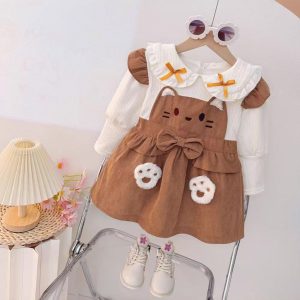 Girls' Cartoon Dress 2025 Autumn New Spring and Autumn Princess Baby Strap Stylish Children's Fresh Trendy