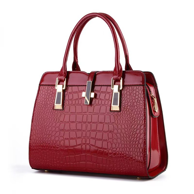 Cross-border Women's Bag Stone Pattern Bright Leather Hand Bag Simple Fashion Shaped Lock Women's Shoulder Crossbody Bag Bag - Image 3