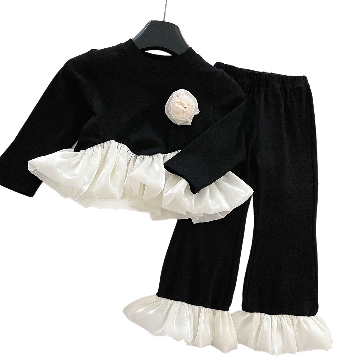 Autumn Girls' Outfit 2025 New Long-Sleeve Lace Top Children's Pants Stylish Two-Piece Set for Baby Girls Cross-Border - Image 5