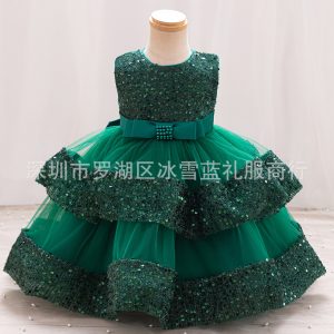 Foreign Trade New Children's Birthday Sequin Princess Dress Baby Girl's Birthday Banquet dress Dress