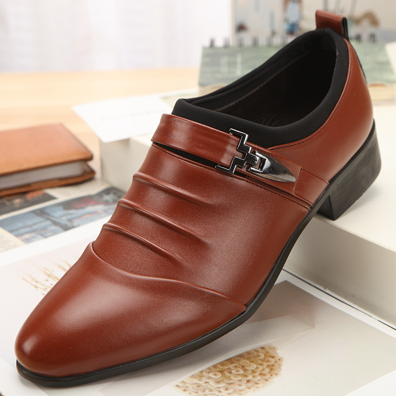 Men's Leather Shoes, One-Legged White Shoes, Casual Wedding Photo Performance Shoes, Summer Men's Shoes, Youth Korean Style Formal Shoes - Image 4