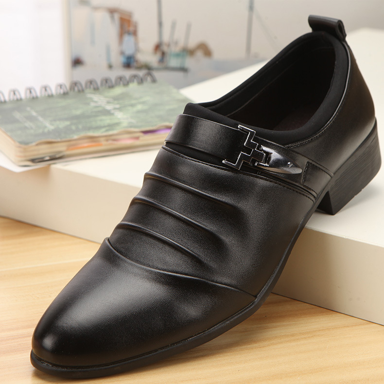Men's Leather Shoes, One-Legged White Shoes, Casual Wedding Photo Performance Shoes, Summer Men's Shoes, Youth Korean Style Formal Shoes - Image 3