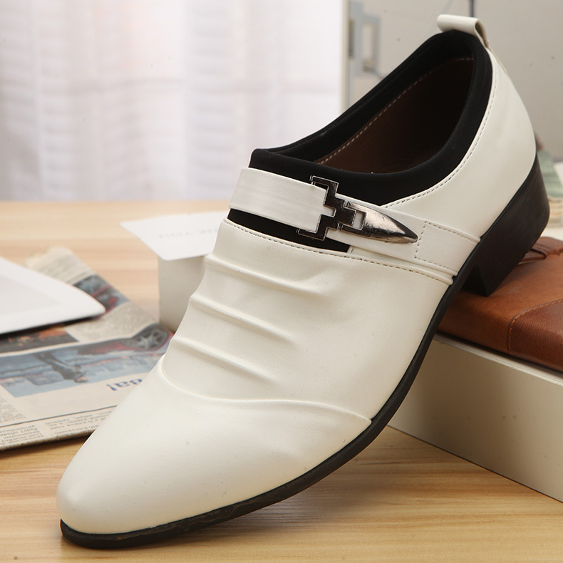 Men's Leather Shoes, One-Legged White Shoes, Casual Wedding Photo Performance Shoes, Summer Men's Shoes, Youth Korean Style Formal Shoes