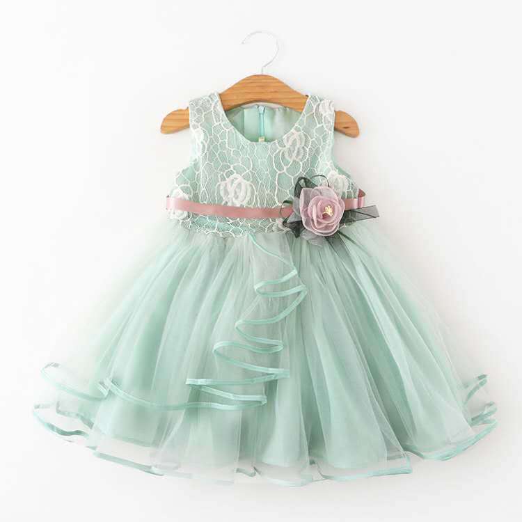 Korean Style Kidsren's Skirt Girls' Dress Sleeveless Spliced Lace Skirt - Image 3