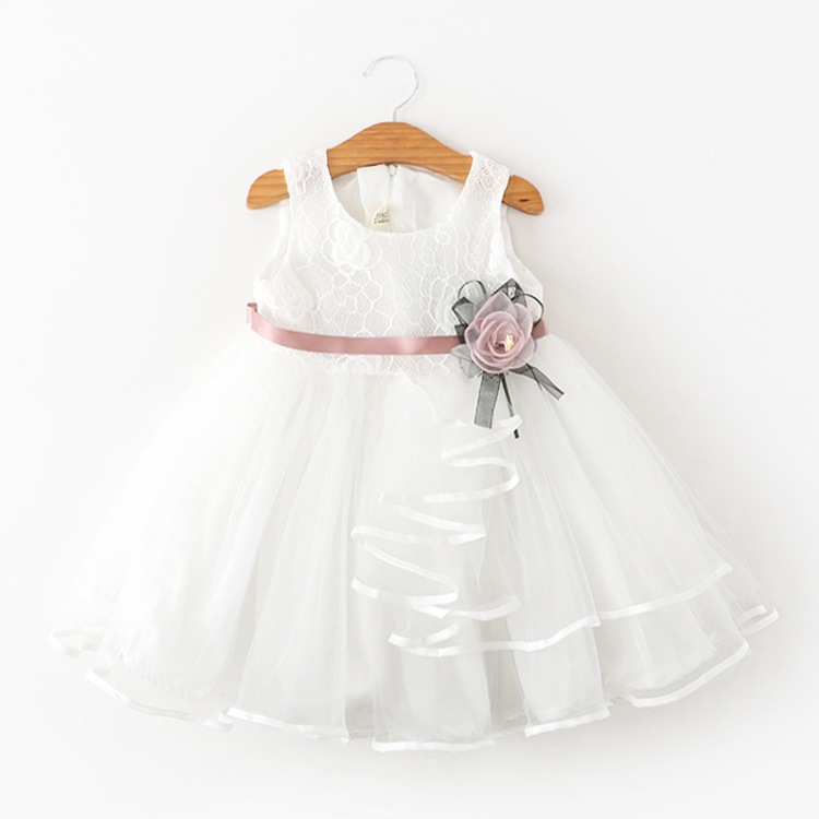 Korean Style Kidsren's Skirt Girls' Dress Sleeveless Spliced Lace Skirt - Image 2