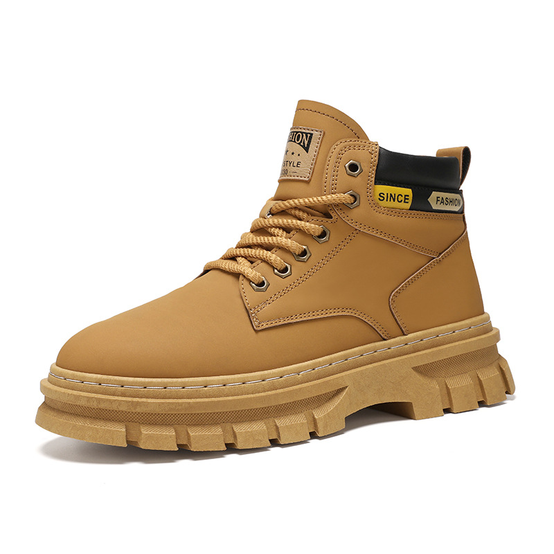 New Style Martin Boots Men's Trendyy High-Top British Work Boots Casual Mid-Calf Versatile Men's Shoes - Image 5