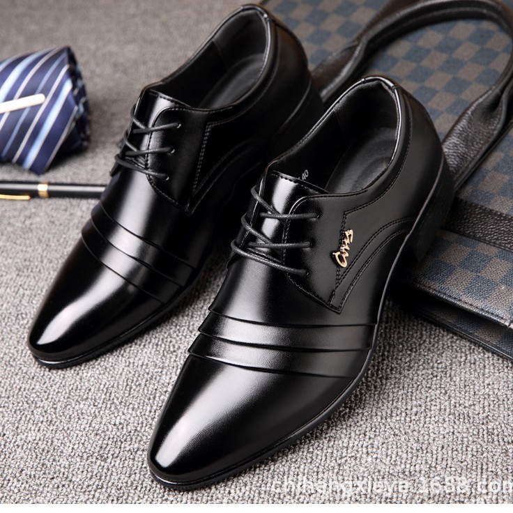 Men's Leather Shoes Young Middle-aged Casual Fashion Men's Shoes Soft Sole Non-slip Pointed Leather Shoes Business Dress Shoes - Image 2
