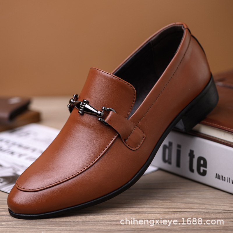 British Pointed-Toe Business Leather Shoes, Casual Breathable Men's Shoes, Horsebit Loafers, High-End Handsome Trendy Leather Shoes - Image 3