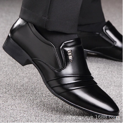 Men's Leather Shoes Young Middle-aged Casual Fashion Men's Shoes Soft Sole Non-slip Pointed Leather Shoes Business Dress Shoes - Image 3