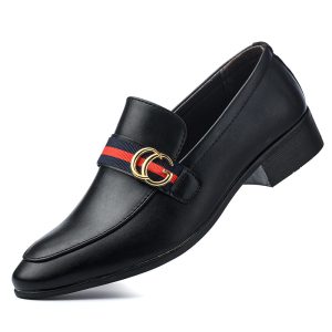 British Pointed-Toe Business Leather Shoes, Casual Breathable Men's Shoes, Horsebit Loafers, High-End Handsome Trendy Leather Shoes