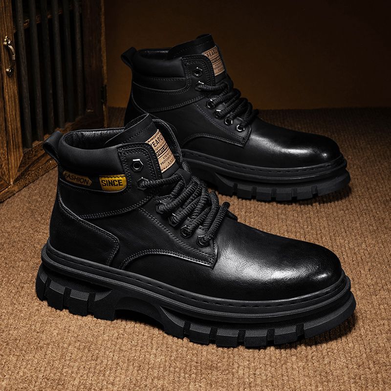 New Style Martin Boots Men's Trendyy High-Top British Work Boots Casual Mid-Calf Versatile Men's Shoes - Image 3
