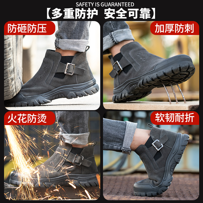 Dinggu Labor Protection Shoes for Men, Anti-Smash, Anti-Puncture, Special for Welders, Anti-Scald, Winter Cotton Shoes with Fleece Lining, Warm Slip-On Shoes - Image 4