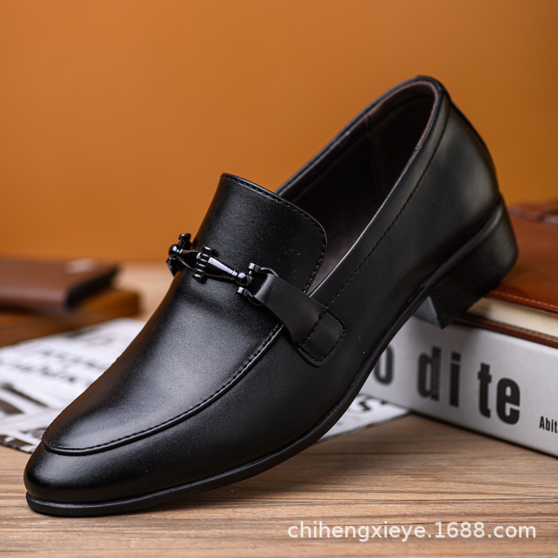 British Pointed-Toe Business Leather Shoes, Casual Breathable Men's Shoes, Horsebit Loafers, High-End Handsome Trendy Leather Shoes - Image 2
