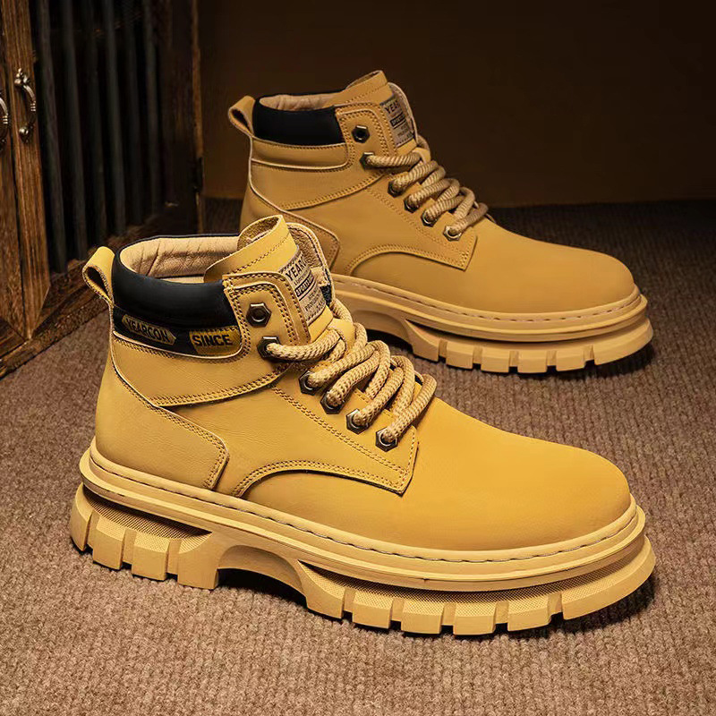 New Style Martin Boots Men's Trendyy High-Top British Work Boots Casual Mid-Calf Versatile Men's Shoes - Image 2