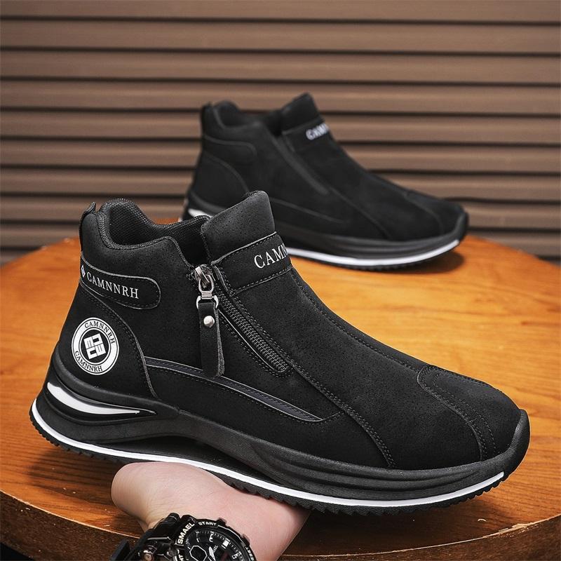 Autumn and Winter New High-Top Martin Boots British Style Workwear Motorcycle Shoes Thick-Soled Slip-On Casual Shoes Trendy Shoes Outdoor Men's Shoes - Image 2