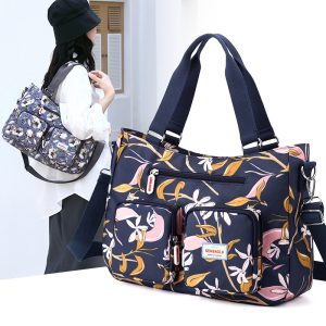 Casual Printed Women's Shoulder Bag Multi-Compartment Storage Middle-Aged Mother Bag Nylon Cloth Large Capacity Women's Crossbody Bag