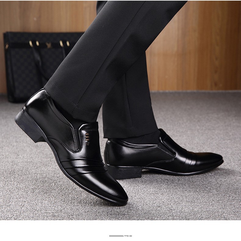Men's Leather Shoes Young Middle-aged Casual Fashion Men's Shoes Soft Sole Non-slip Pointed Leather Shoes Business Dress Shoes - Image 4