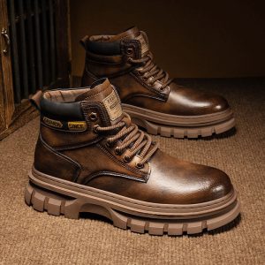 New Style Martin Boots Men's Trendyy High-Top British Work Boots Casual Mid-Calf Versatile Men's Shoes