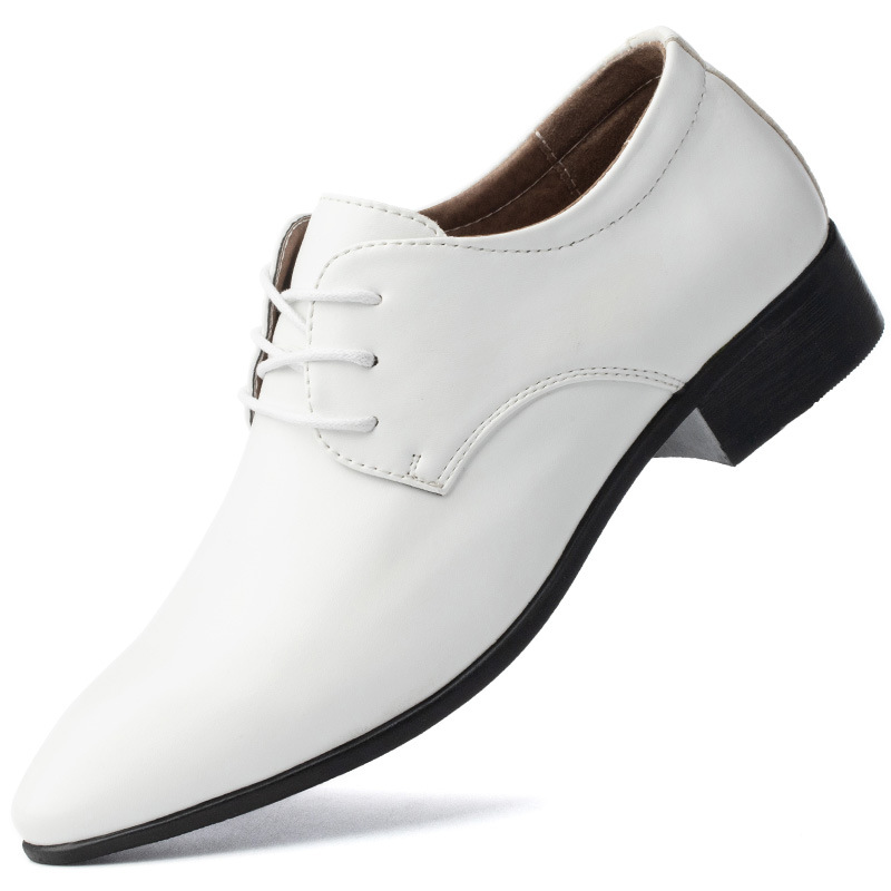 Korean style breathable pointed leather shoes British casual shoes performance shoes White trendy nightclub men's leather shoes Studio - Image 5